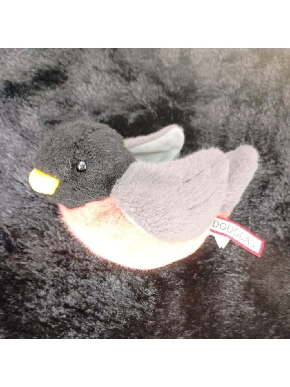 Douglas Melody American Robin Plush Toy 6" Black Head Grey Wings Rosy Red Chest